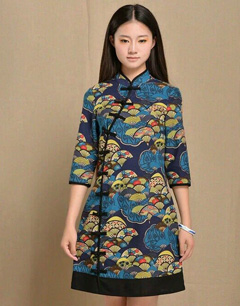 新中式民族风连衣裙时尚look