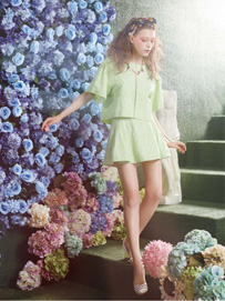 女士纯色甜美套装