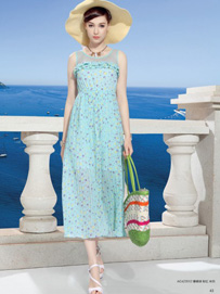 品牌女装雪纺连衣长裙搭配