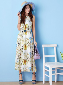 品牌女装雪纺连衣长裙搭配